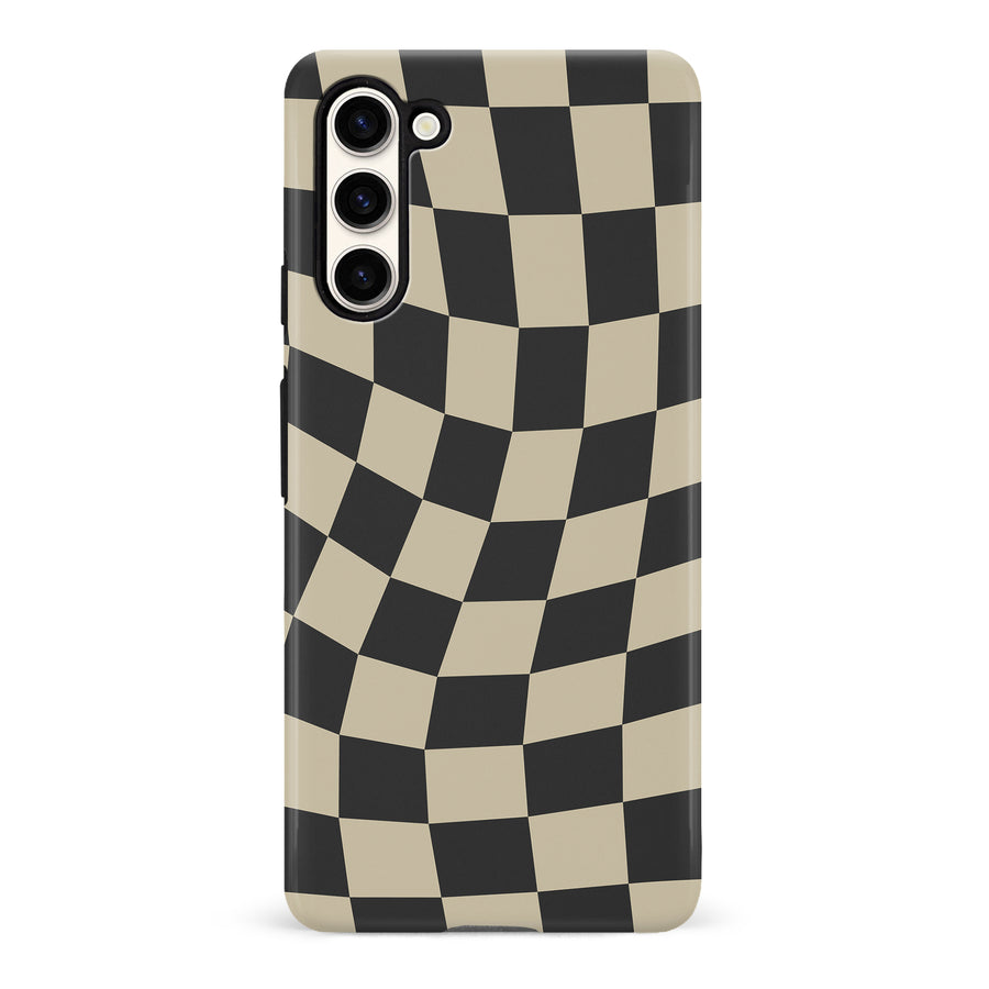 Samsung Galaxy S23 Vintage Checkered Abstract Pattern Phone Case - Black