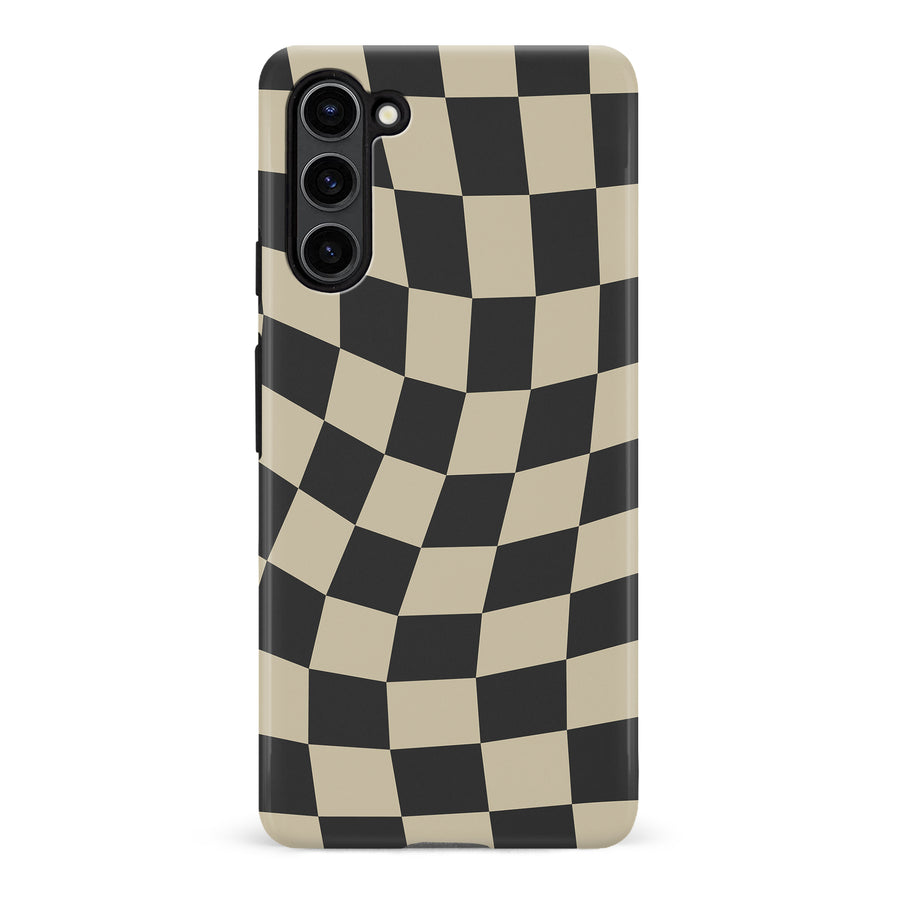 Samsung Galaxy S23 Plus Vintage Checkered Abstract Pattern Phone Case - Black