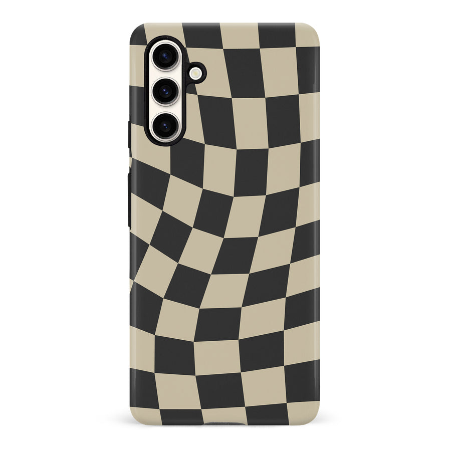 Vintage Checkered Abstract Pattern Phone Case - Black