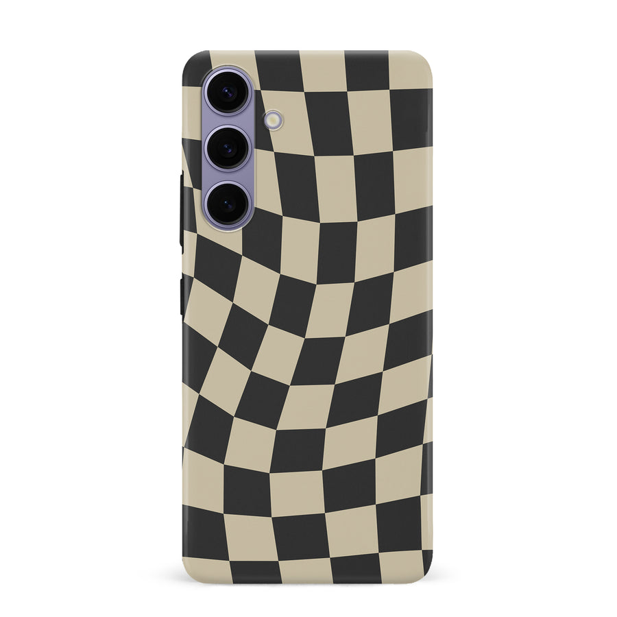 Vintage Checkered Abstract Pattern Phone Case - Black