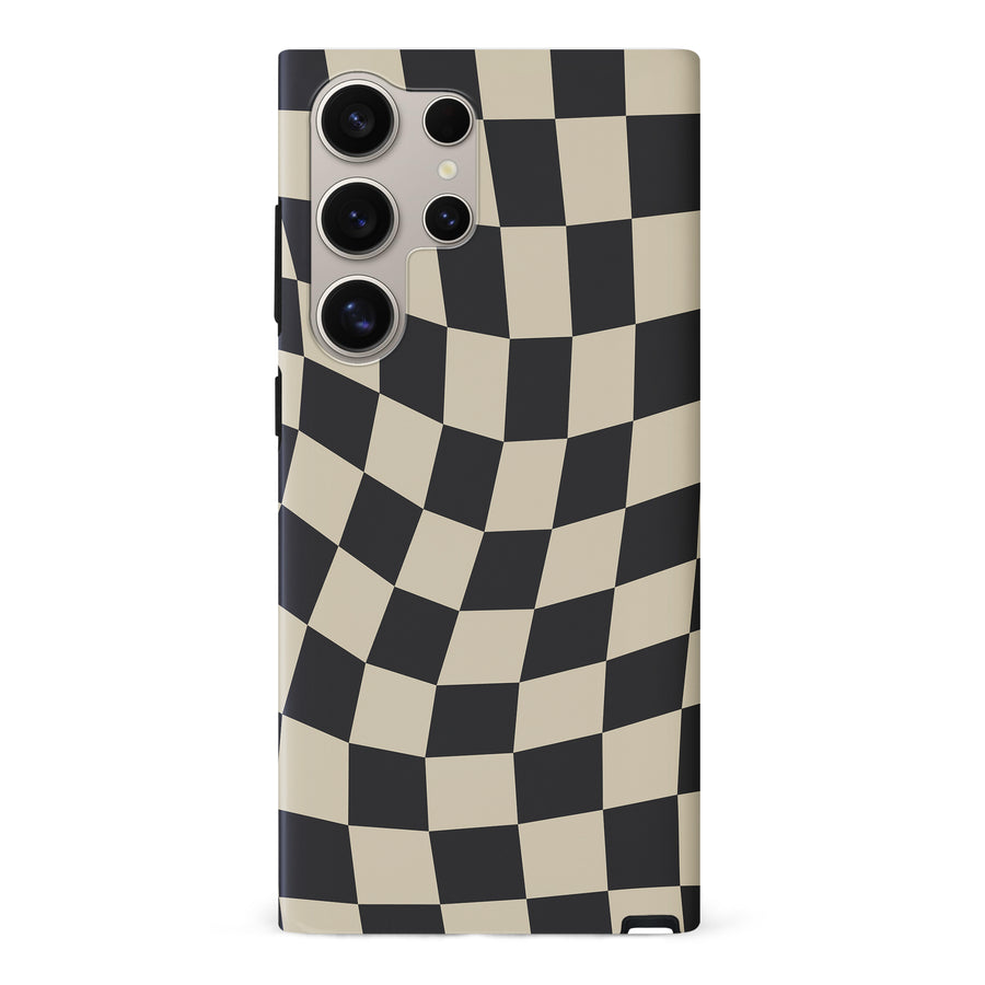 Vintage Checkered Abstract Pattern Phone Case - Black