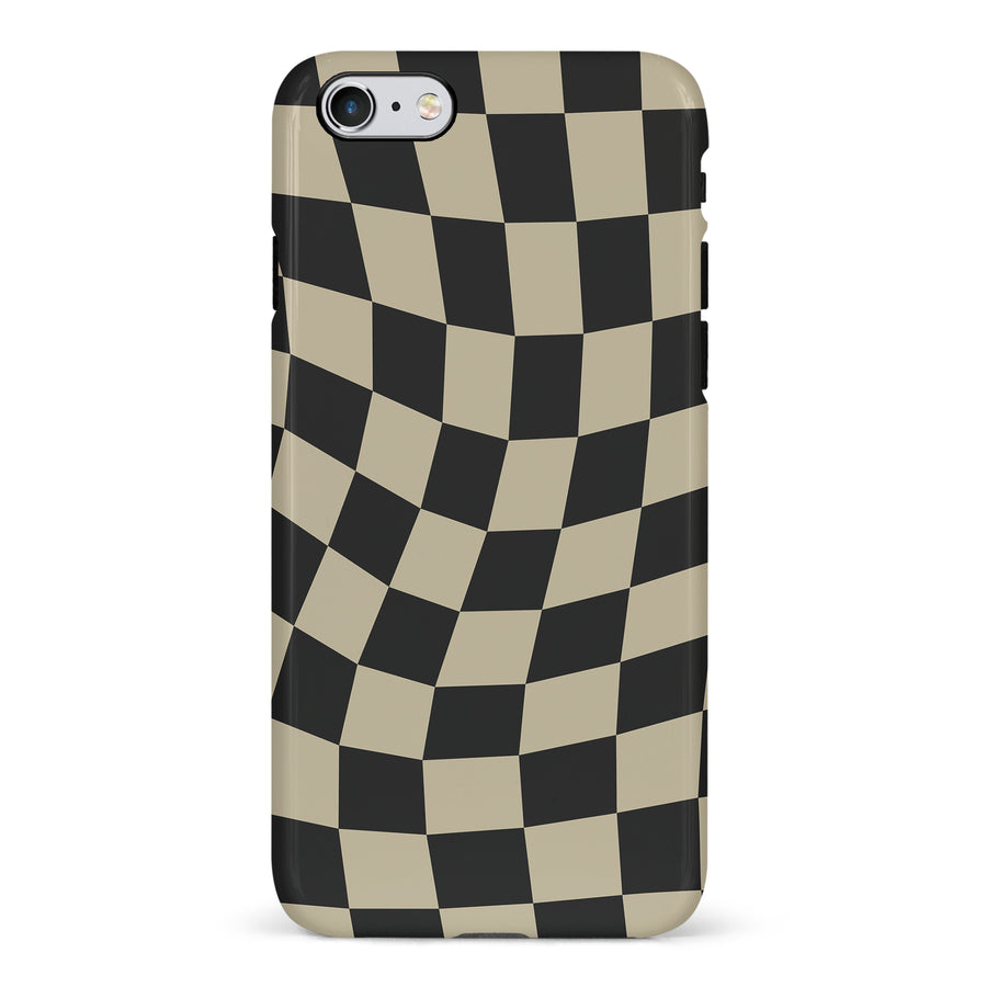 Vintage Checkered Abstract Pattern Phone Case - Black