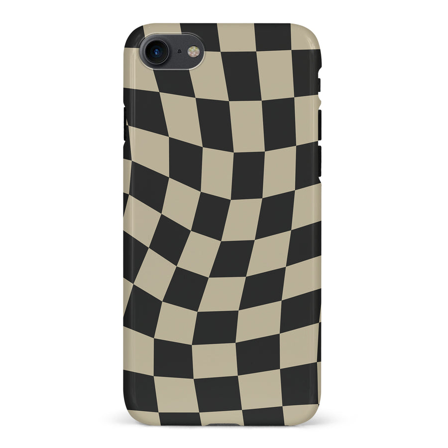 Vintage Checkered Abstract Pattern Phone Case - Black