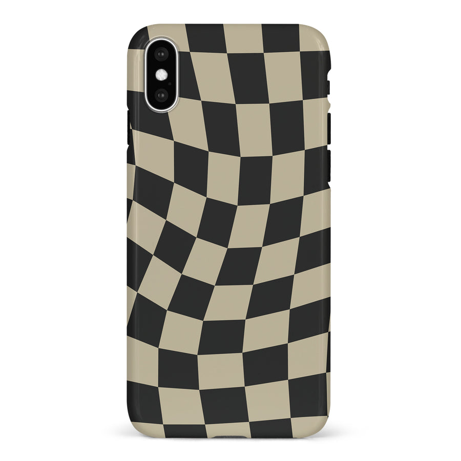 Vintage Checkered Abstract Pattern Phone Case - Black