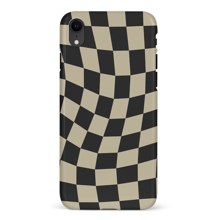 iPhone XR Vintage Checkered Abstract Pattern Phone Case - Black