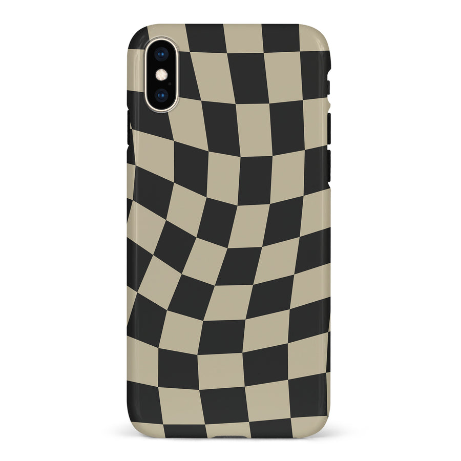 iPhone XS Max Vintage Checkered Abstract Pattern Phone Case - Black