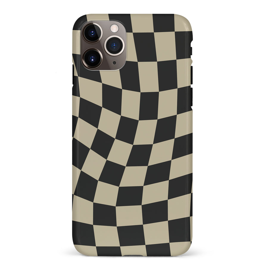 iPhone 11 Pro Max Vintage Checkered Abstract Pattern Phone Case - Black