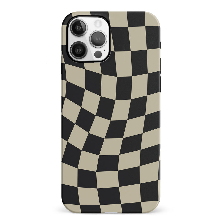 Vintage Checkered Abstract Pattern Phone Case - Black