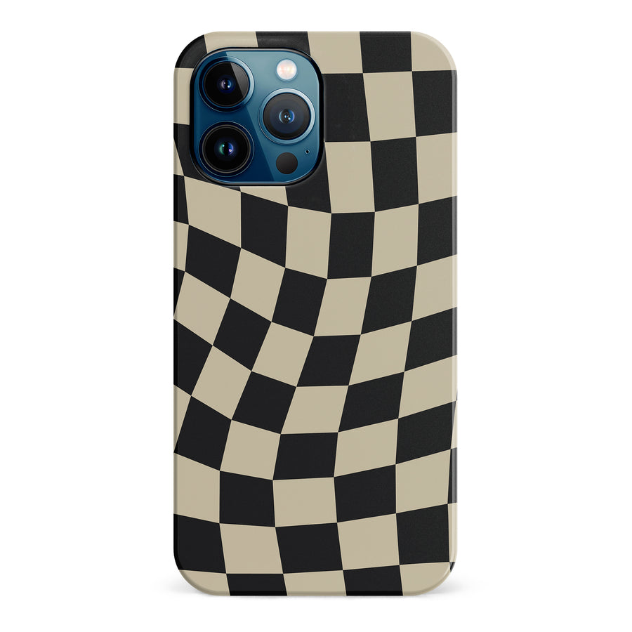 iPhone 12 Pro Max Vintage Checkered Abstract Pattern Phone Case - Black