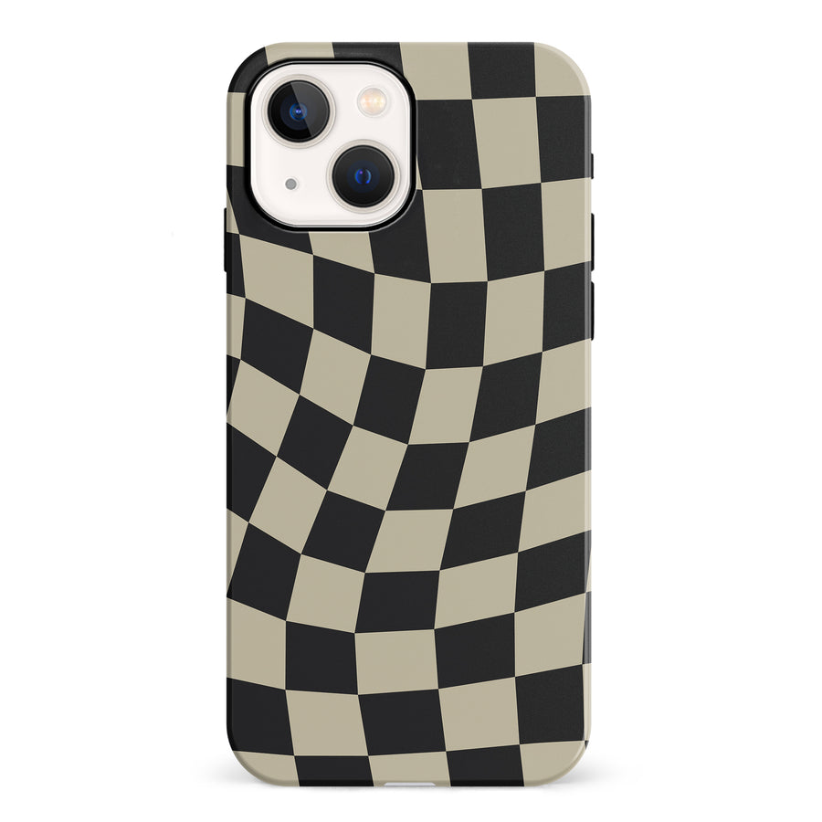 Vintage Checkered Abstract Pattern Phone Case - Black