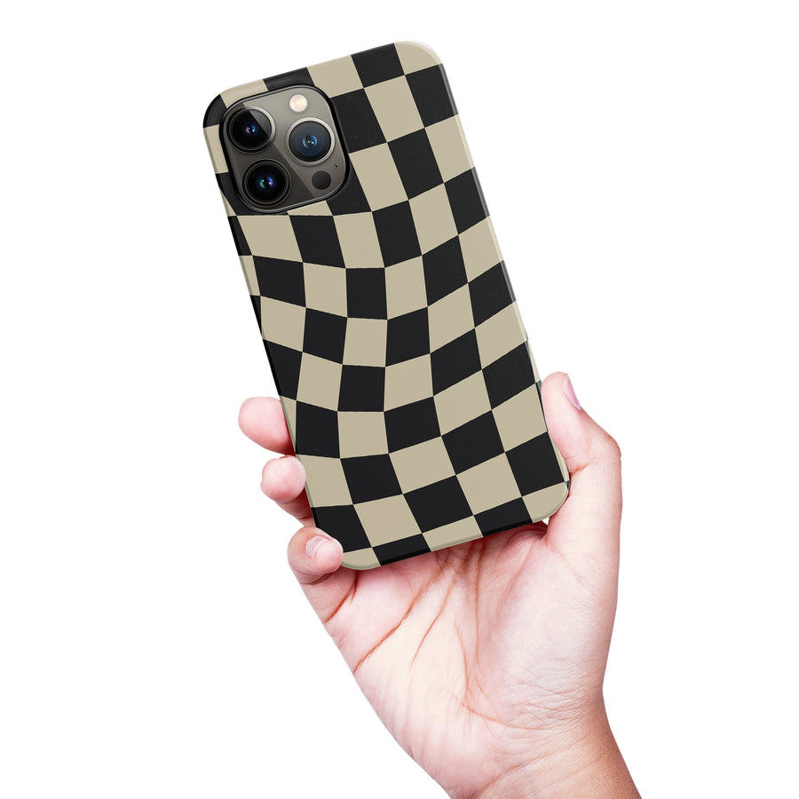 Vintage Checkered Abstract Pattern Phone Case - Black