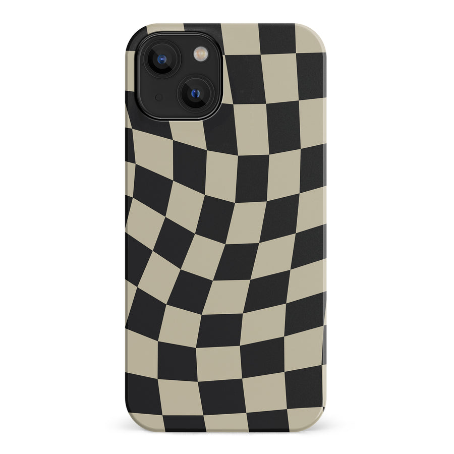 Vintage Checkered Abstract Pattern Phone Case - Black