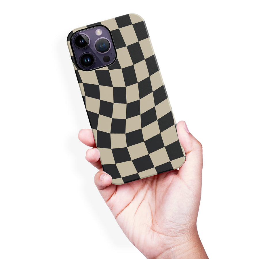 Vintage Checkered Abstract Pattern Phone Case - Black