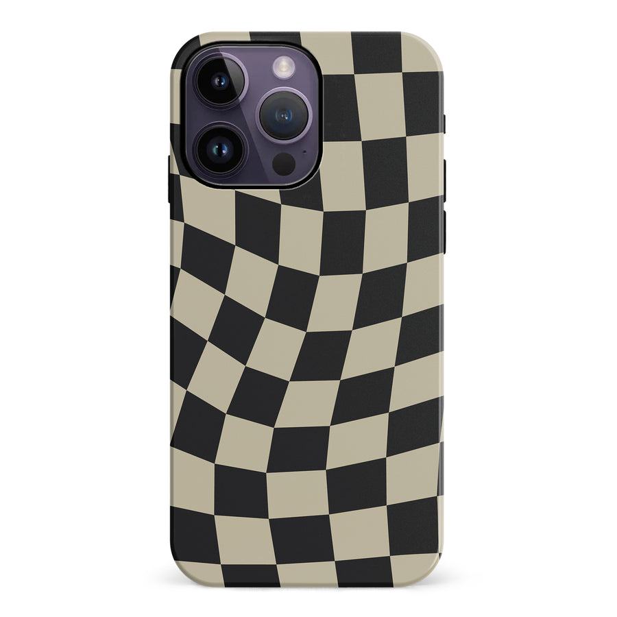 Vintage Checkered Abstract Pattern Phone Case - Black