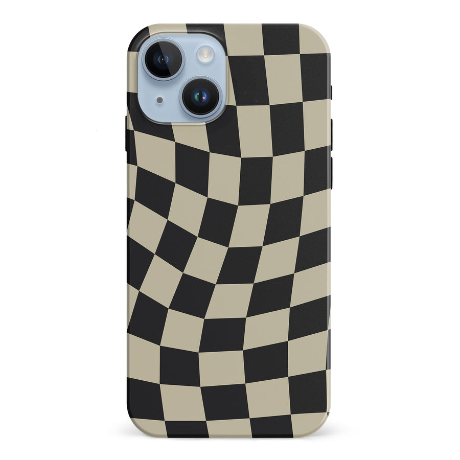 Vintage Checkered Abstract Pattern Phone Case - Black