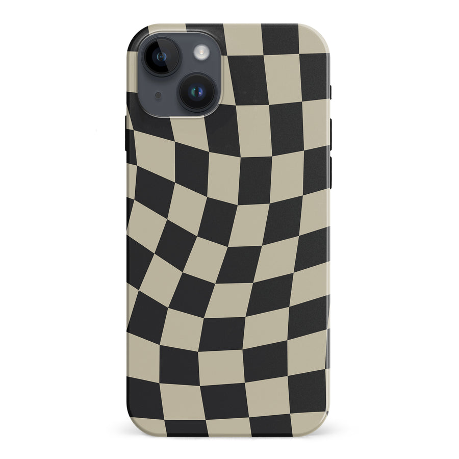 Vintage Checkered Abstract Pattern Phone Case - Black