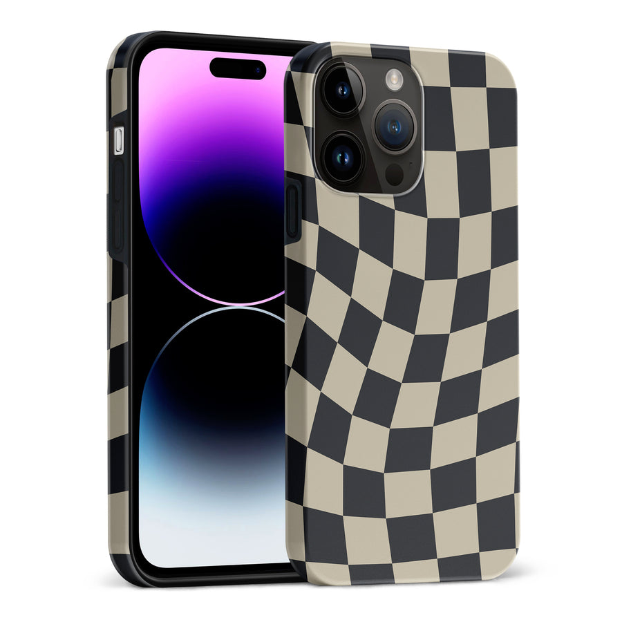 Vintage Checkered Abstract Pattern Phone Case - Black