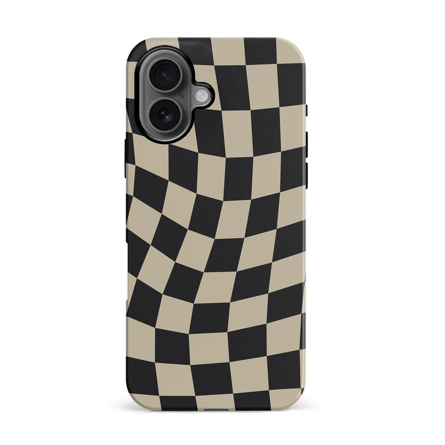 Vintage Checkered Abstract Pattern Phone Case - Black