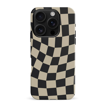 Vintage Checkered Abstract Pattern Phone Case - Black