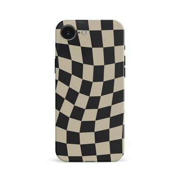 iPhone 16e Vintage Checkered Abstract Pattern Phone Case Black