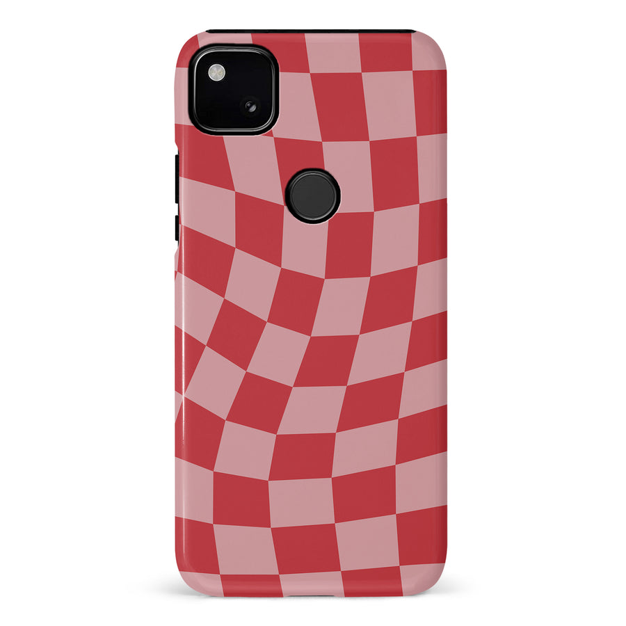 Vintage Checkered Abstract Pattern Phone Case - Red