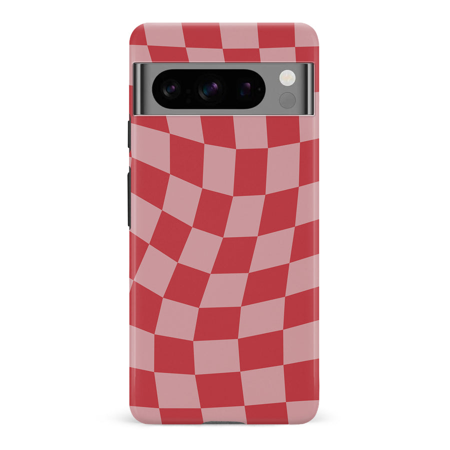 Google Pixel 8 Pro Vintage Checkered Abstract Pattern Phone Case - Red