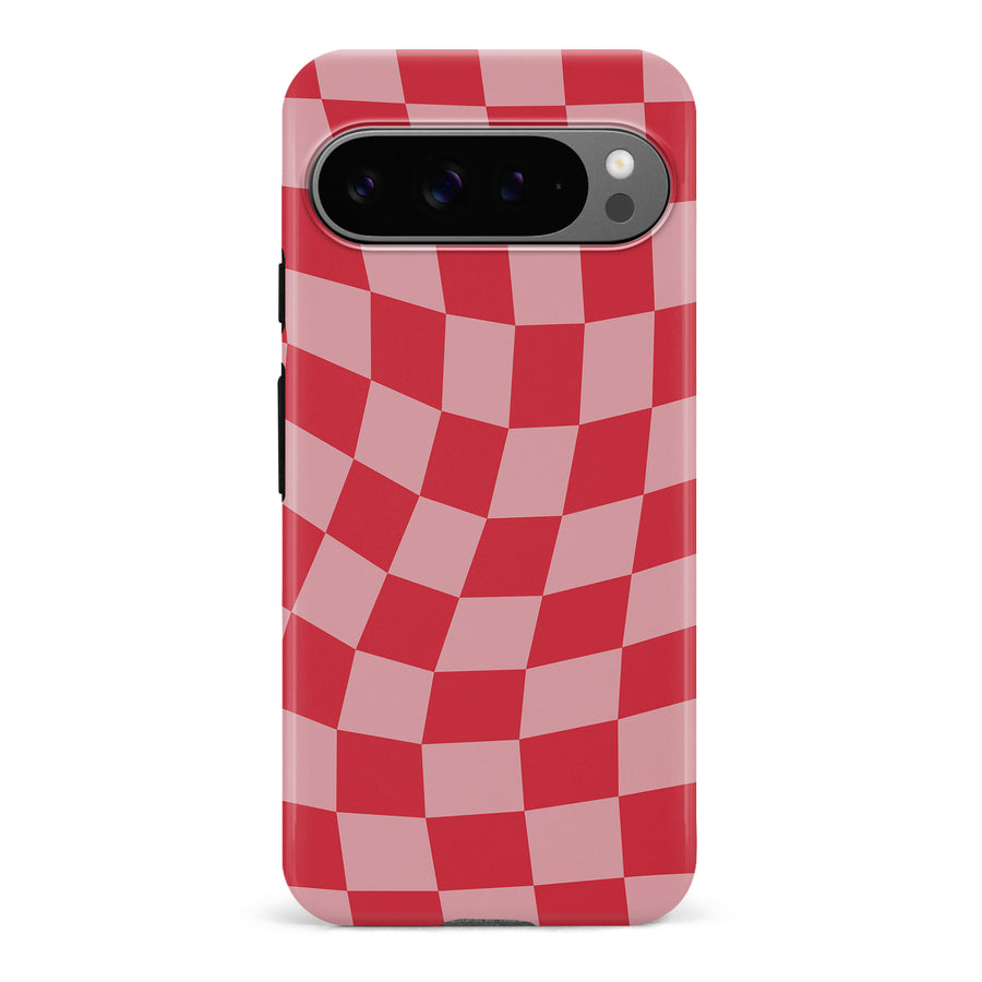 Google Pixel 9 Pro Vintage Checkered Abstract Pattern Phone Case - Red