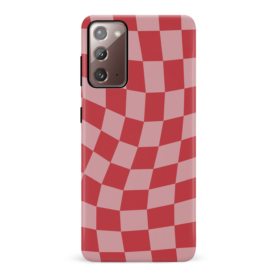 Samsung Galaxy Note 20 Vintage Checkered Abstract Pattern Phone Case - Red