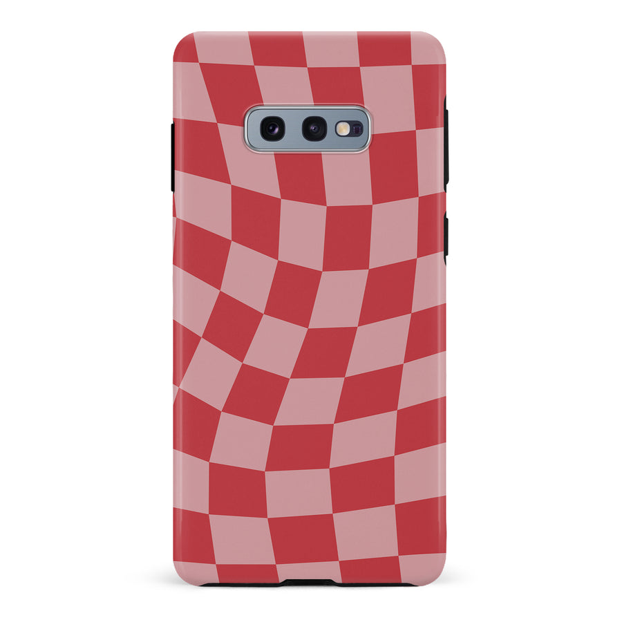 Samsung Galaxy S10e Vintage Checkered Abstract Pattern Phone Case - Red