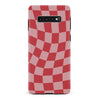 Samsung Galaxy S10 Plus Vintage Checkered Abstract Pattern Phone Case - Red