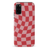 Samsung Galaxy S20 Plus Vintage Checkered Abstract Pattern Phone Case - Red
