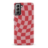Samsung Galaxy S21 Plus Vintage Checkered Abstract Pattern Phone Case - Red