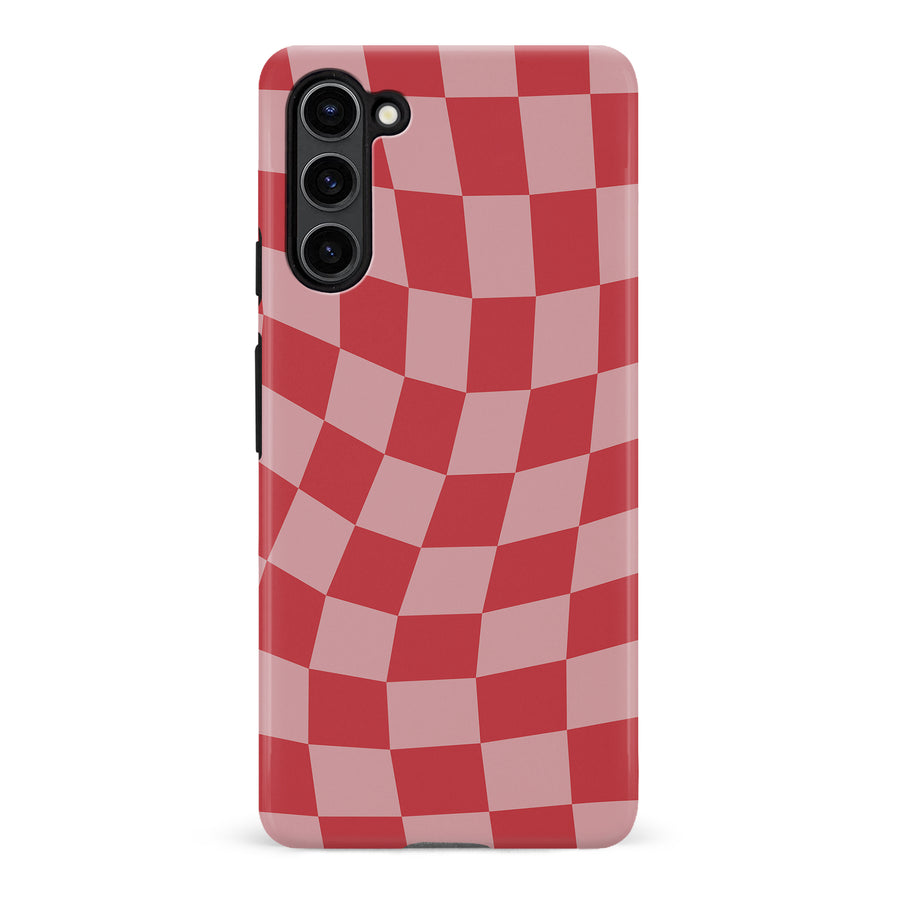 Samsung Galaxy S23 Plus Vintage Checkered Abstract Pattern Phone Case - Red