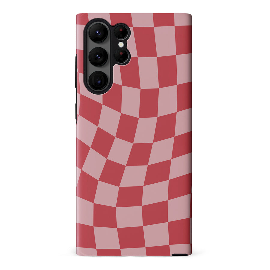 Vintage Checkered Abstract Pattern Phone Case - Red