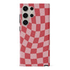 Samsung Galaxy S24 Ultra Vintage Checkered Abstract Pattern Phone Case - Red