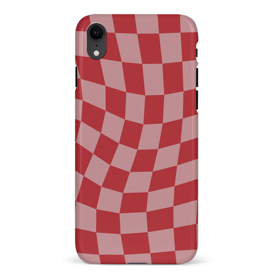 iPhone XR Vintage Checkered Abstract Pattern Phone Case - Red