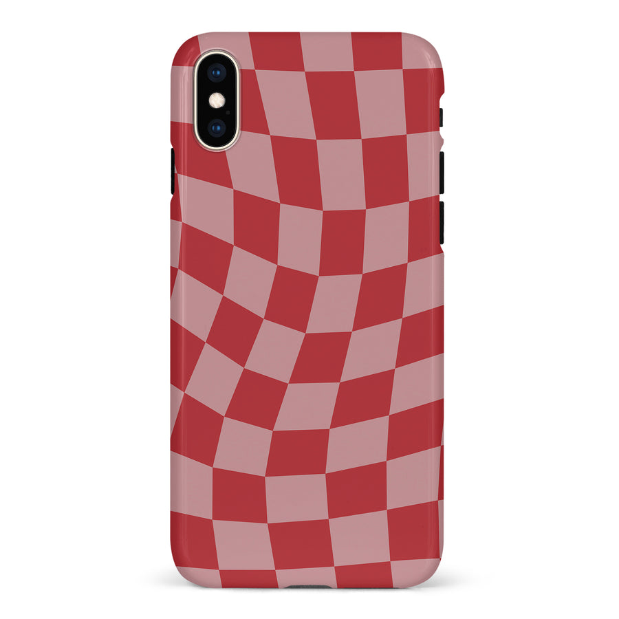 iPhone XS Max Vintage Checkered Abstract Pattern Phone Case - Red