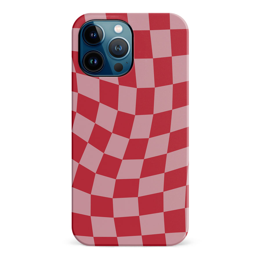 iPhone 12 Pro Max Vintage Checkered Abstract Pattern Phone Case - Red