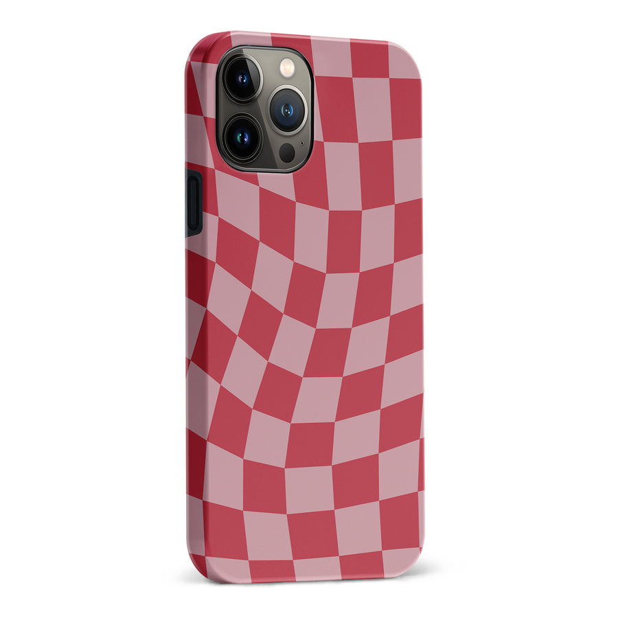 iPhone 13 Pro Max Vintage Checkered Abstract Pattern Phone Case - Red