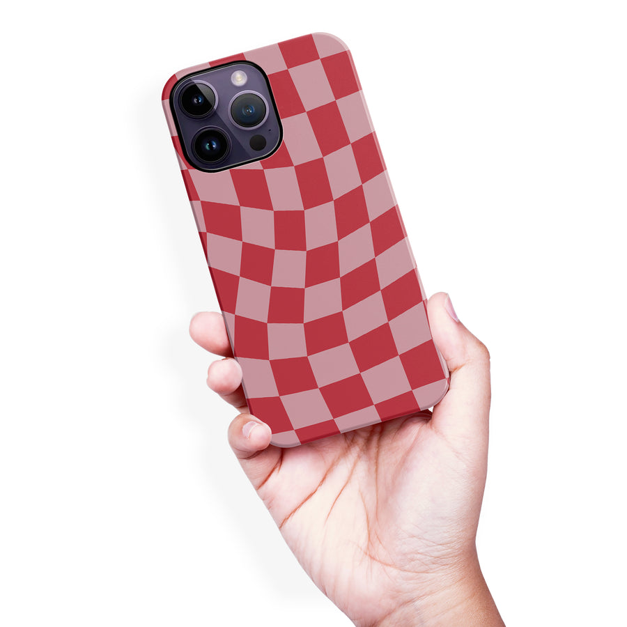 Vintage Checkered Abstract Pattern Phone Case - Red