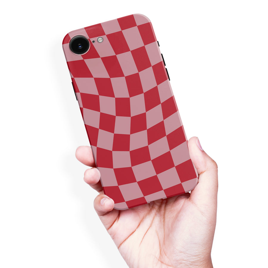 Vintage Checkered Abstract Pattern Phone Case - Red