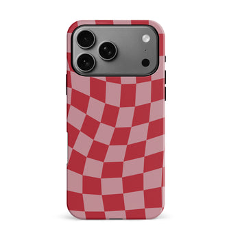 iPhone 17 Pro Max Vintage Checkered Abstract Pattern Phone Case Red