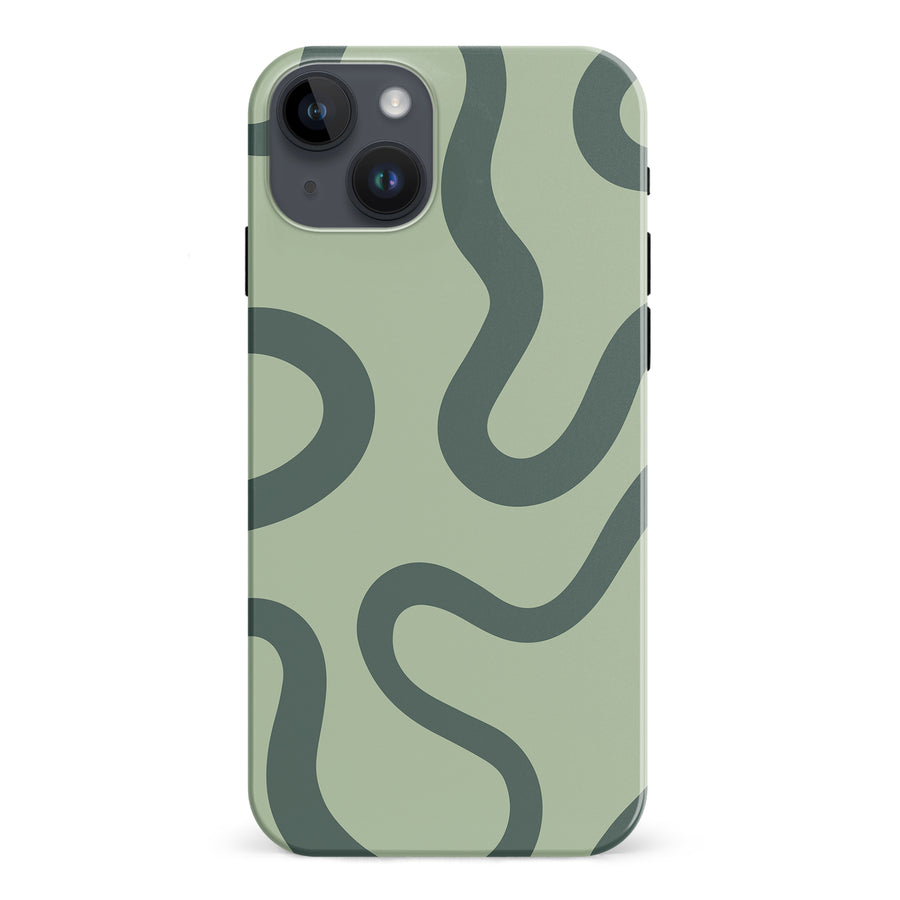 iPhone 15 Plus Modern Wavy Art Abstract Phone Case