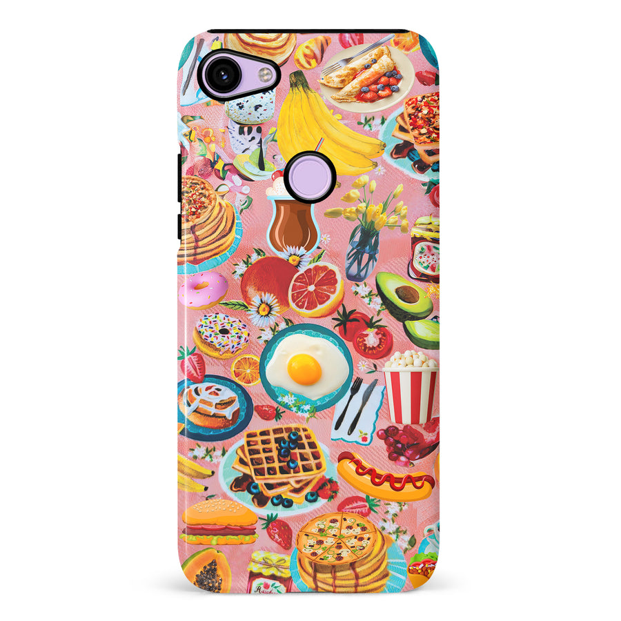 Google Pixel 3 Vibrant Food Lover's Wallpaper Pattern Phone Case