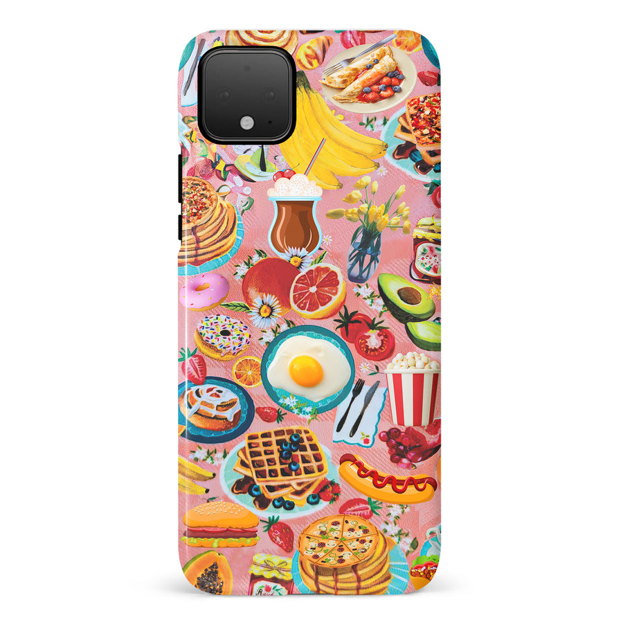 Google Pixel 4 Vibrant Food Lover's Wallpaper Pattern Phone Case