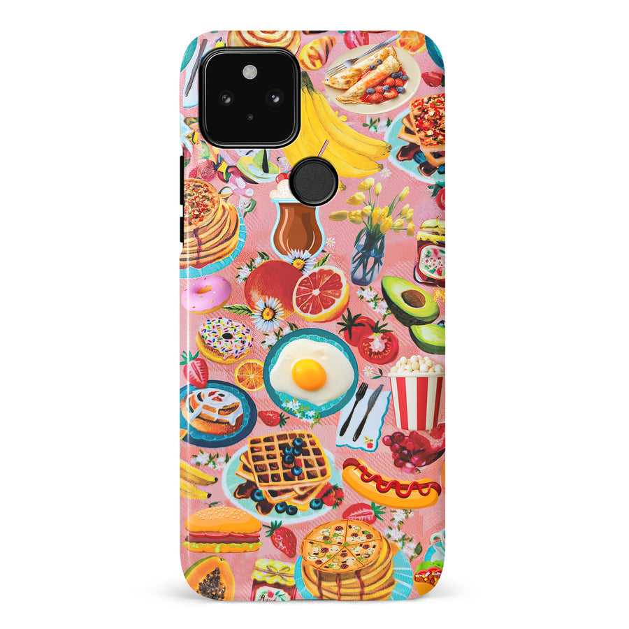 Google Pixel 5 Vibrant Food Lover's Wallpaper Pattern Phone Case