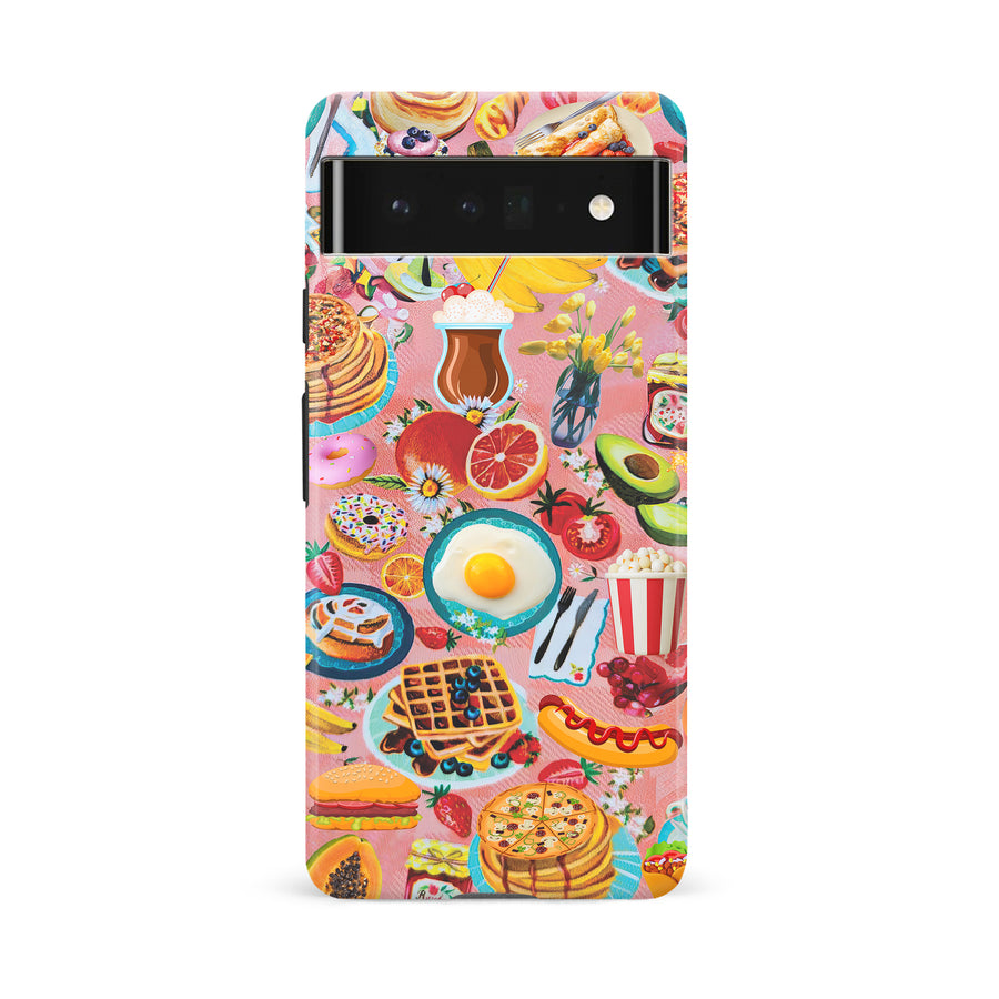 Google Pixel 6A Vibrant Food Lover's Wallpaper Pattern Phone Case