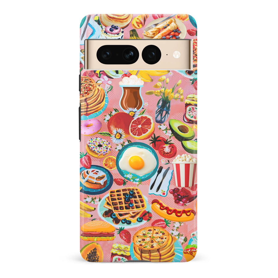 Google Pixel 7 Pro Vibrant Food Lover's Wallpaper Pattern Phone Case