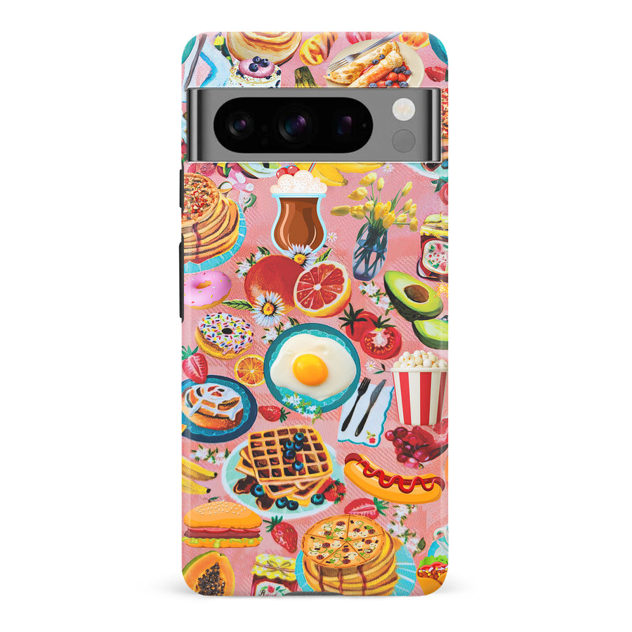 Google Pixel 8 Pro Vibrant Food Lover's Wallpaper Pattern Phone Case