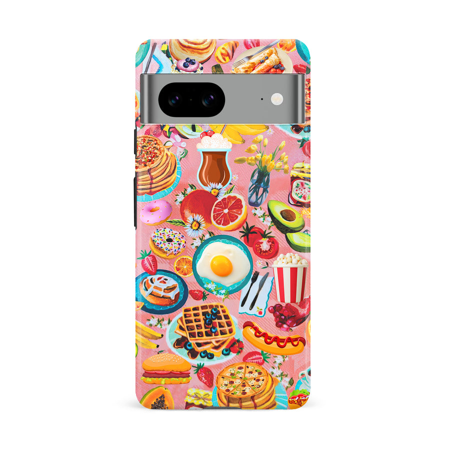 Google Pixel 8A Vibrant Food Lover's Wallpaper Pattern Phone Case